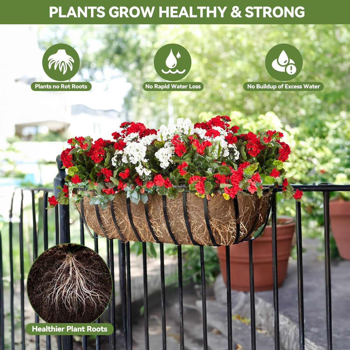 HAOVZRI coco coir material close-up highlighting natural fibers for drainage.