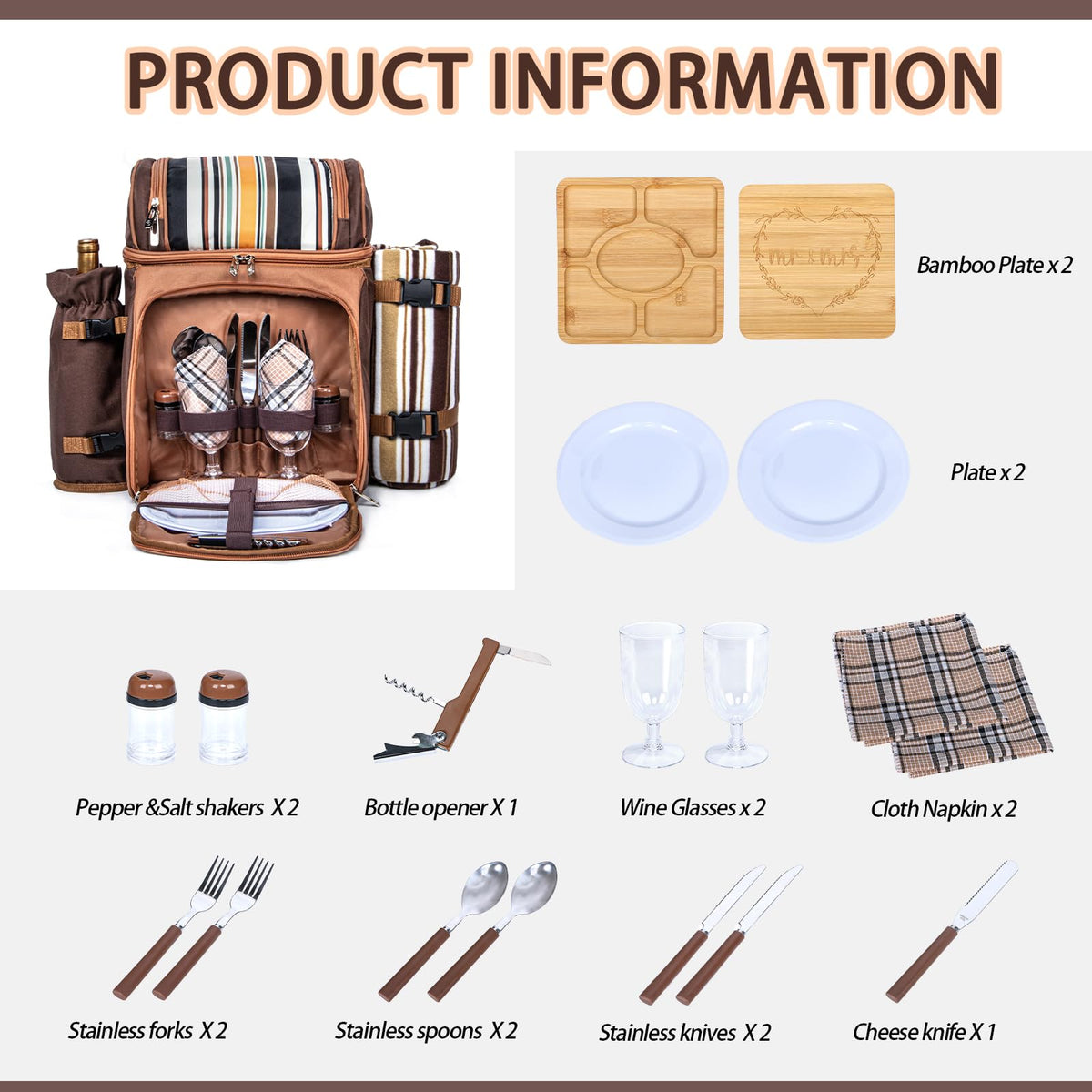 Hap Tim picnic backpack includes two charcuterie boards for stylish outdoor dining