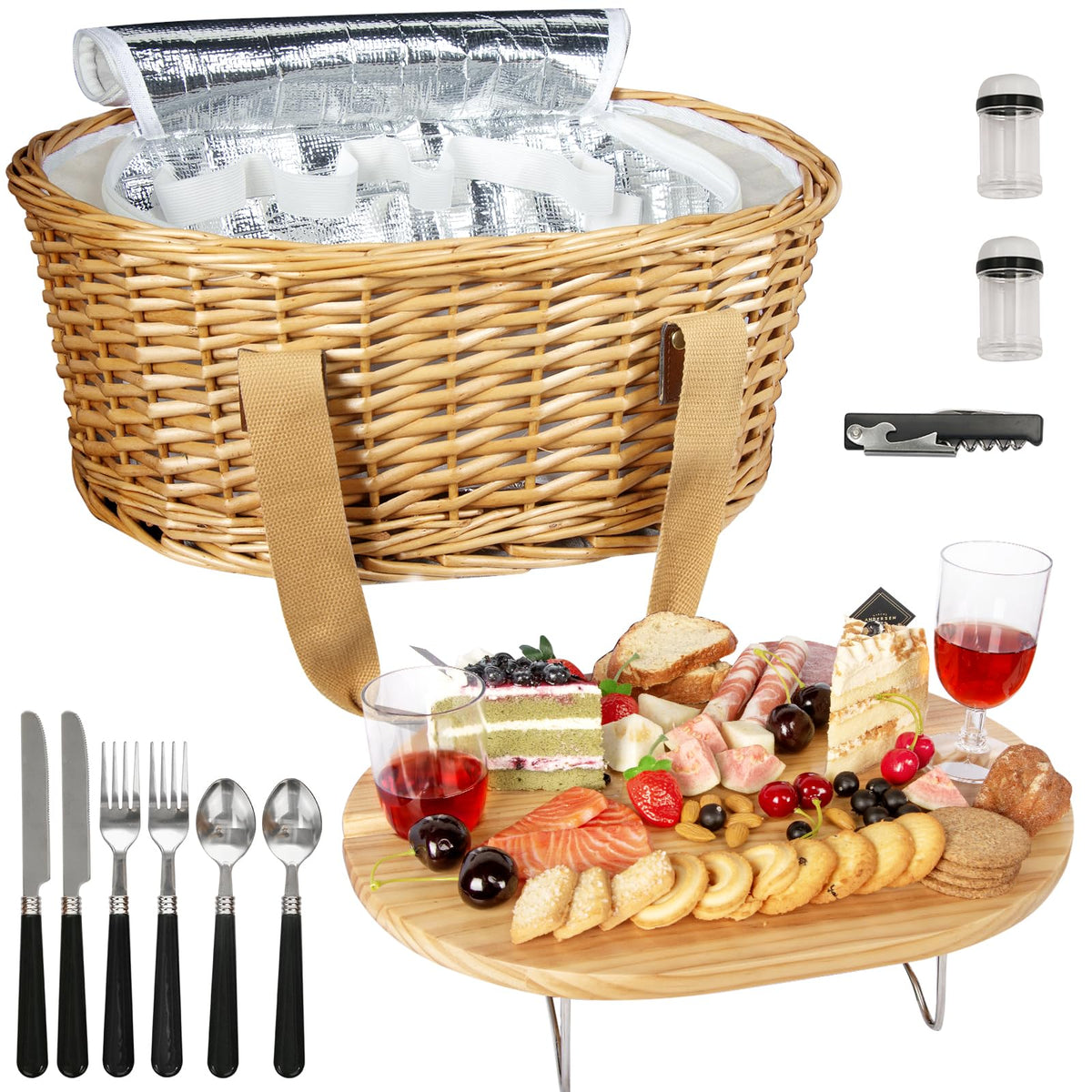 Hap Tim wicker picnic basket 2-set for romantic park lunches