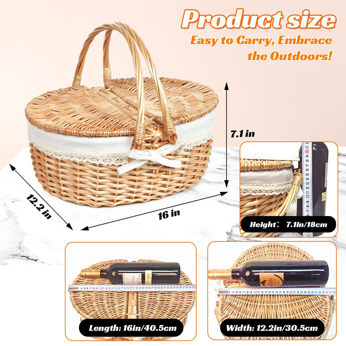 Hap Tim wicker picnic basket with dual handles for easy transport during outings.
