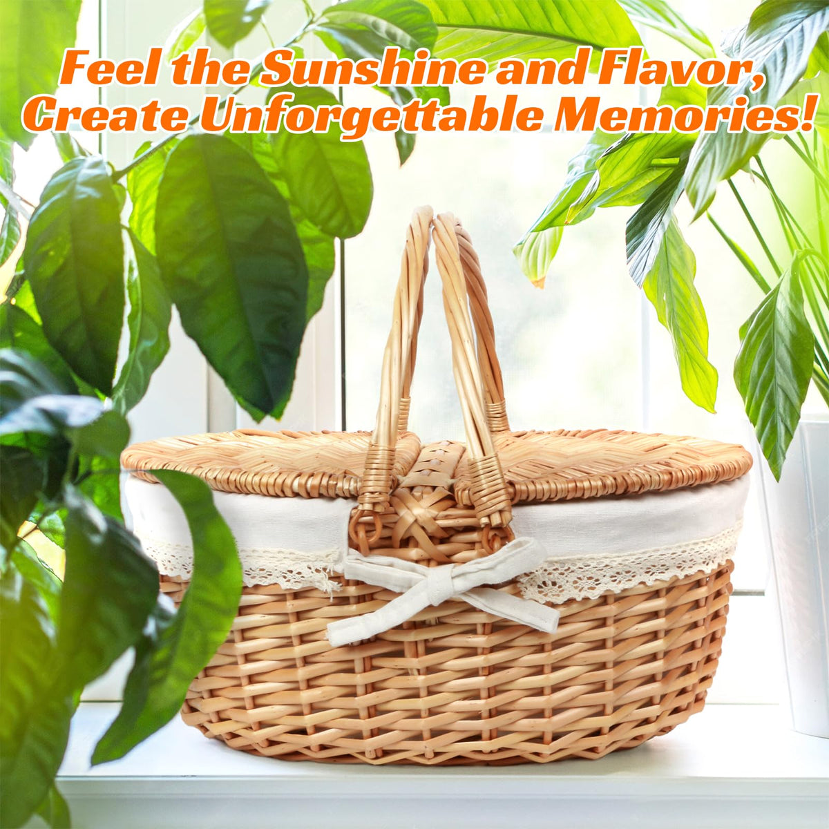 Hap Tim wicker picnic basket featuring fabric lining for clean storage and stylish dining.