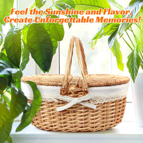 Hap Tim wicker picnic basket featuring fabric lining for clean storage and stylish dining.