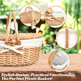 Hap Tim wicker picnic basket with lace trim adds timeless charm to any picnic.