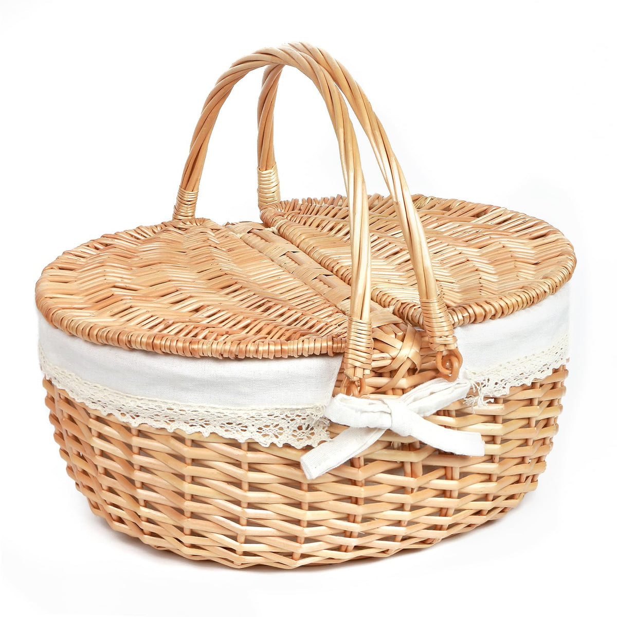 Hap Tim wicker picnic basket with lid ideal for two on outdoor meals.