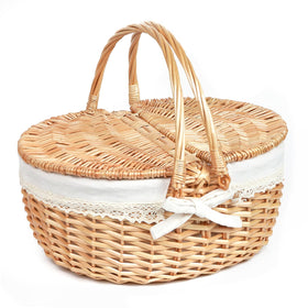 Hap Tim wicker picnic basket with lid ideal for two on outdoor meals.
