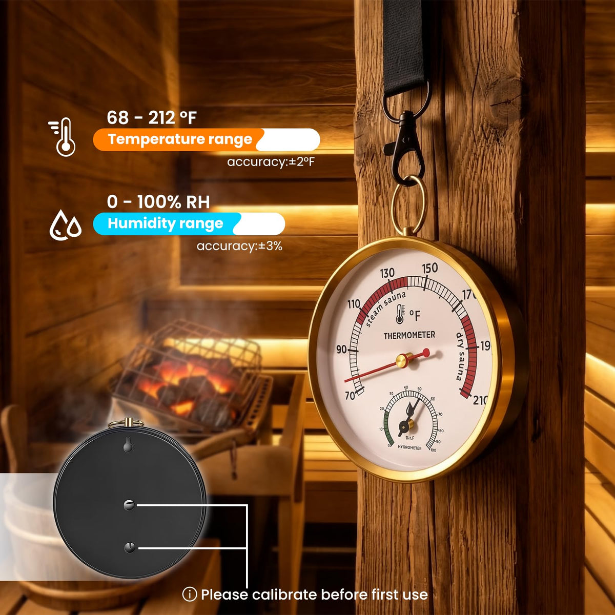 HAPANGODIR wall-mount setup offers easy placement in your sauna.