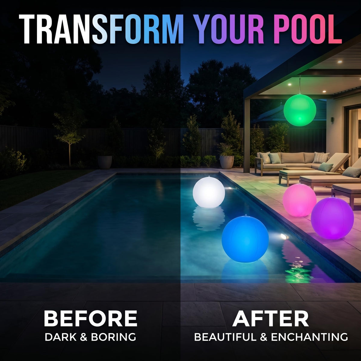 HAPIKAY color-changing LED balls glow softly for ambient outdoor lighting.