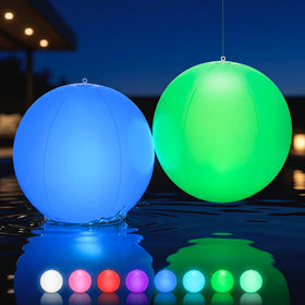 HAPIKAY solar floating pool lights 2-pack illuminate pools with color-changing glow.