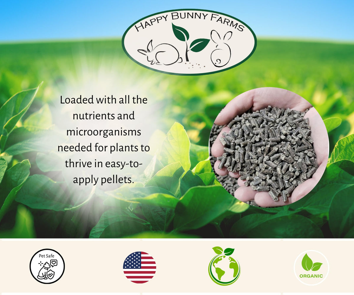 Happy Bunny Farms organic fertilizer doubles as a soil rebuilder for healthier beds.