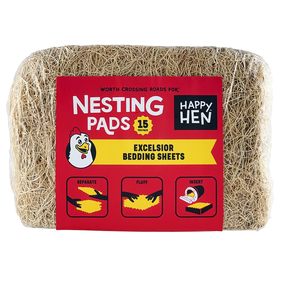 Happy Hen Treats Excelsior Nesting Pads 12x9.5 keep eggs clean and dry in nesting boxes.