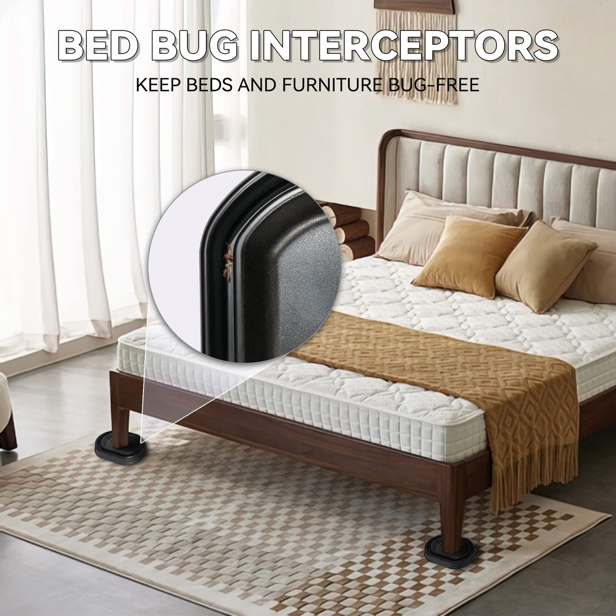 Highly visible black traps provide discreet bed bug monitoring.