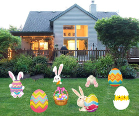 Happy Storm Easter yard sign bunny carrot sign brightens any lawn.
