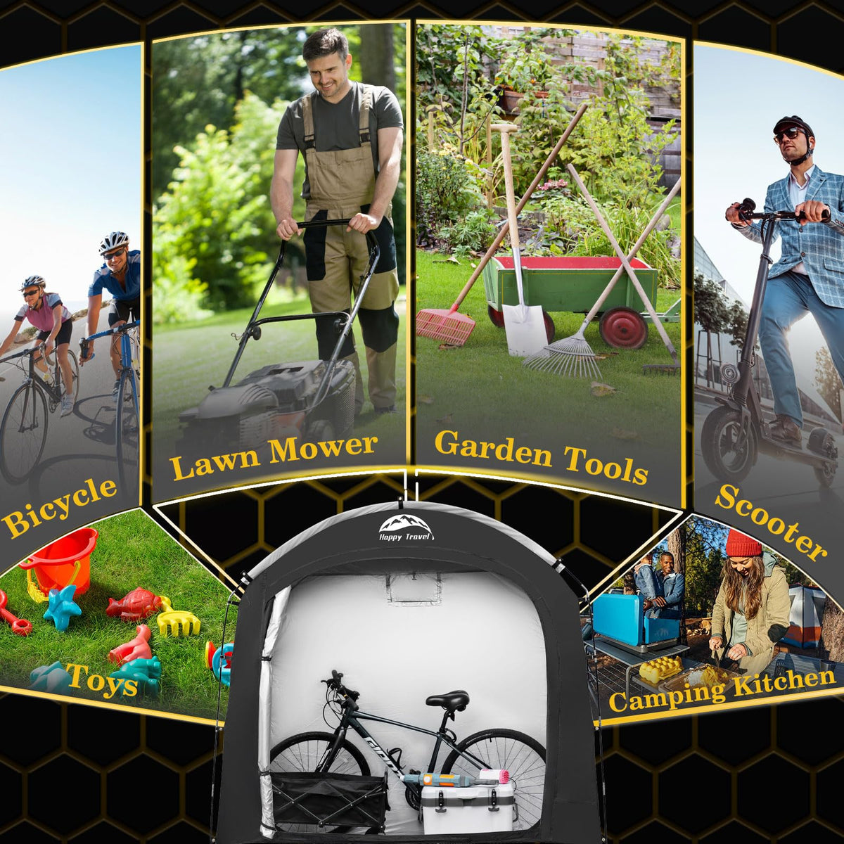 Happy Travel bike shed large-window-ventilation promotes airflow and reduces moisture.
