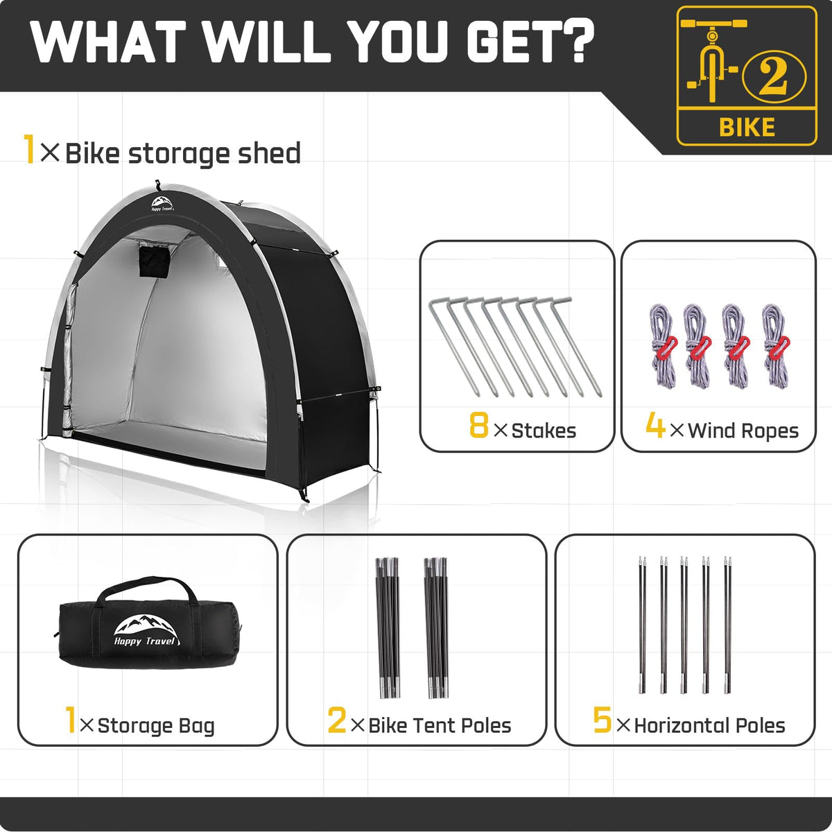 Happy Travel bike storage shed tent compact packability for travel and storage