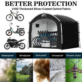 Happy Travel bike storage tent double-zipper doors seal out the elements and improve access.