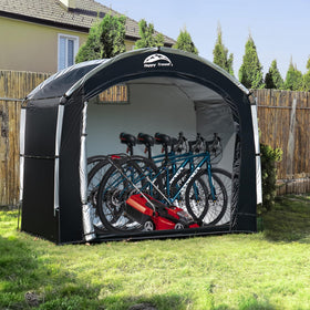 Happy Travel bike storage tent versatile solution for bikes and garden gear.
