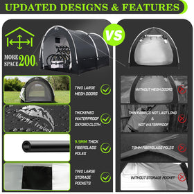 Happy Travel bike storage tent spacious interior ready for multiple bikes