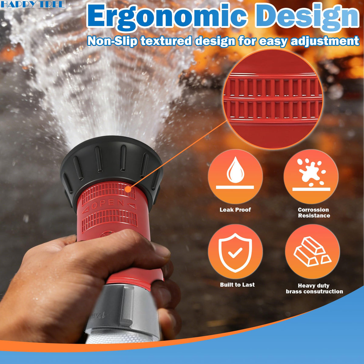 Happy Tree nozzle delivers up to 75 gpm for efficient water application.