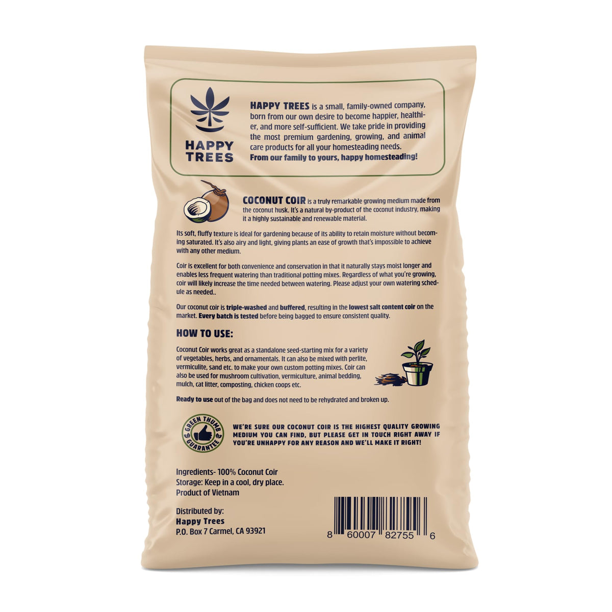 Happy Trees Coco Coir pre-expanded bag ideal for pots and containers.