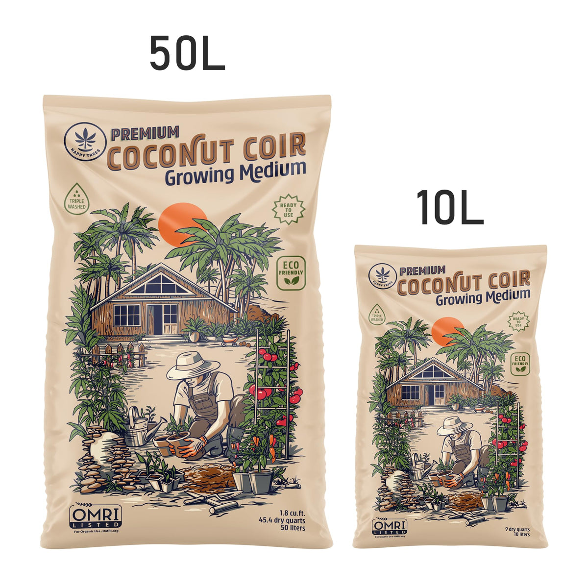Happy Trees Hemp Coco Coir versatile medium for mushrooms, composting, and gardening.
