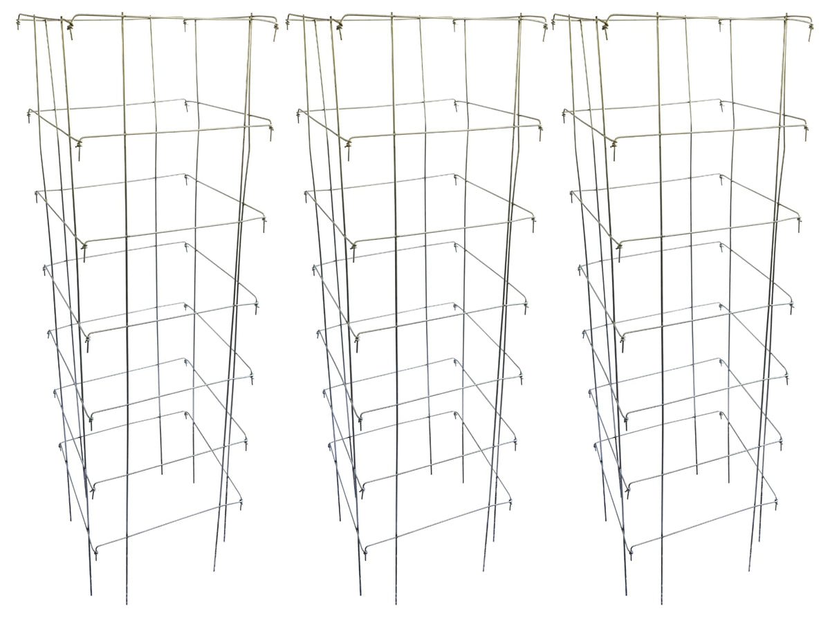 Happy Trees Tomato Cage assembly shows sturdy galvanized steel for reliable plant support.