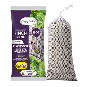 Happy Wings Finch Blend prefilled sock ready to hang for small birds.