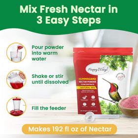 Happy Wings powder dissolving in water for quick nectar preparation
