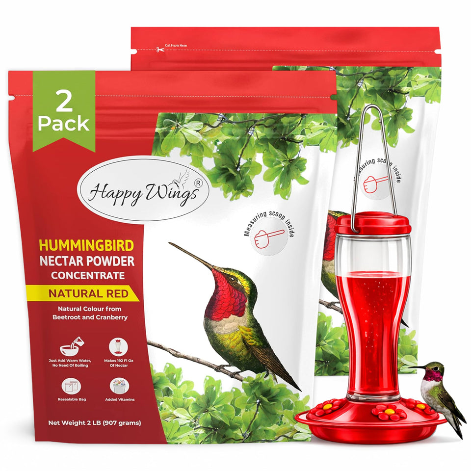 Happy Wings nectar powder two-pack packaging, ready for easy refills.