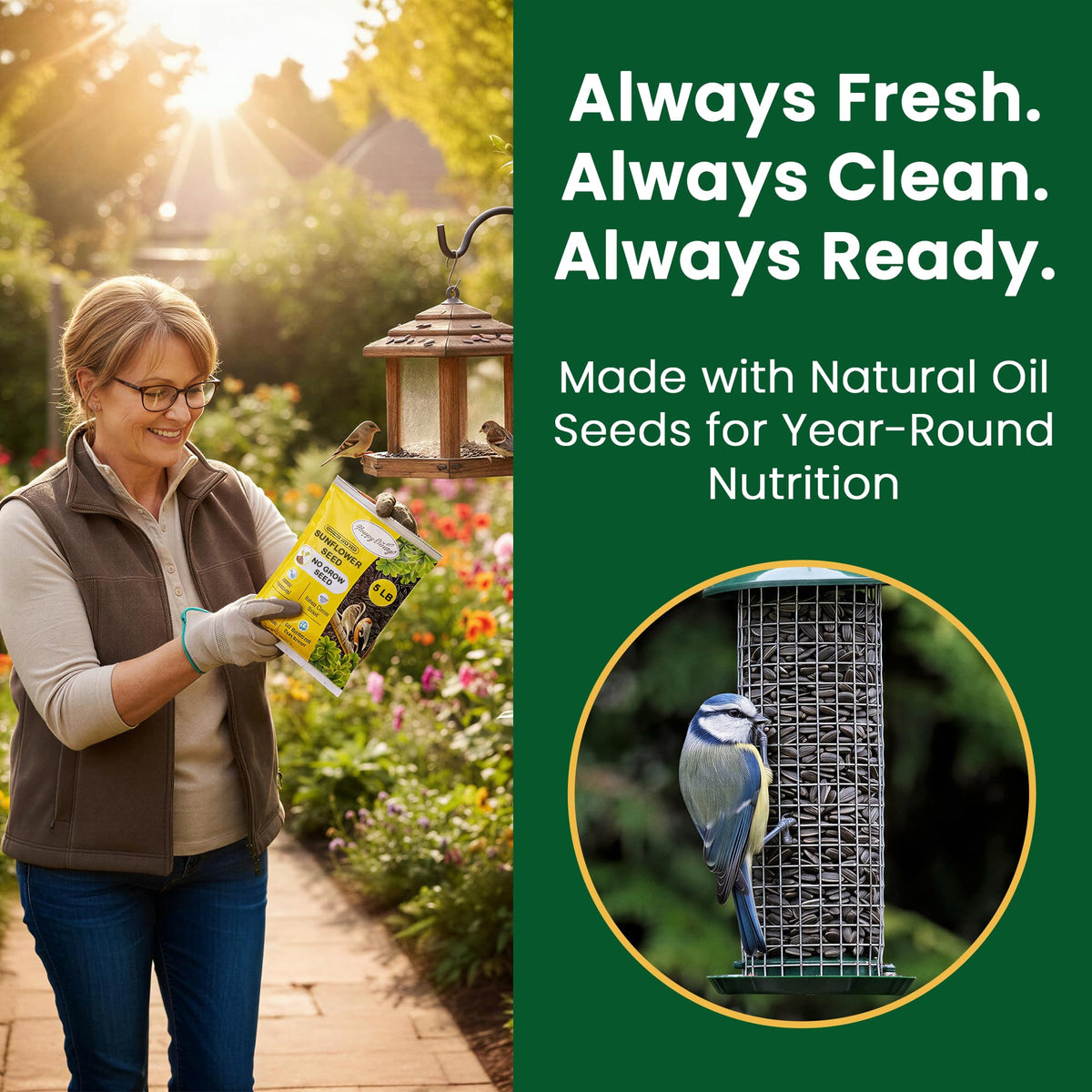 Happy Wings no-grow formula seed bag prevents sprouts and garden mess