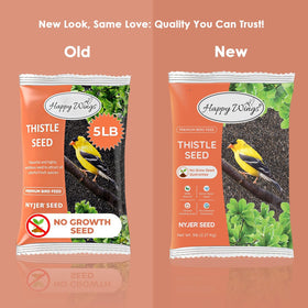 Happy Wings no-grow Nyjer seeds, heat-treated for fresh, long-lasting bird treats.