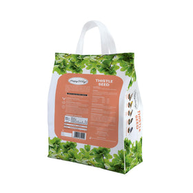 Happy Wings Nyjer seed birds feeding on tube feeder demonstrates easy setup.