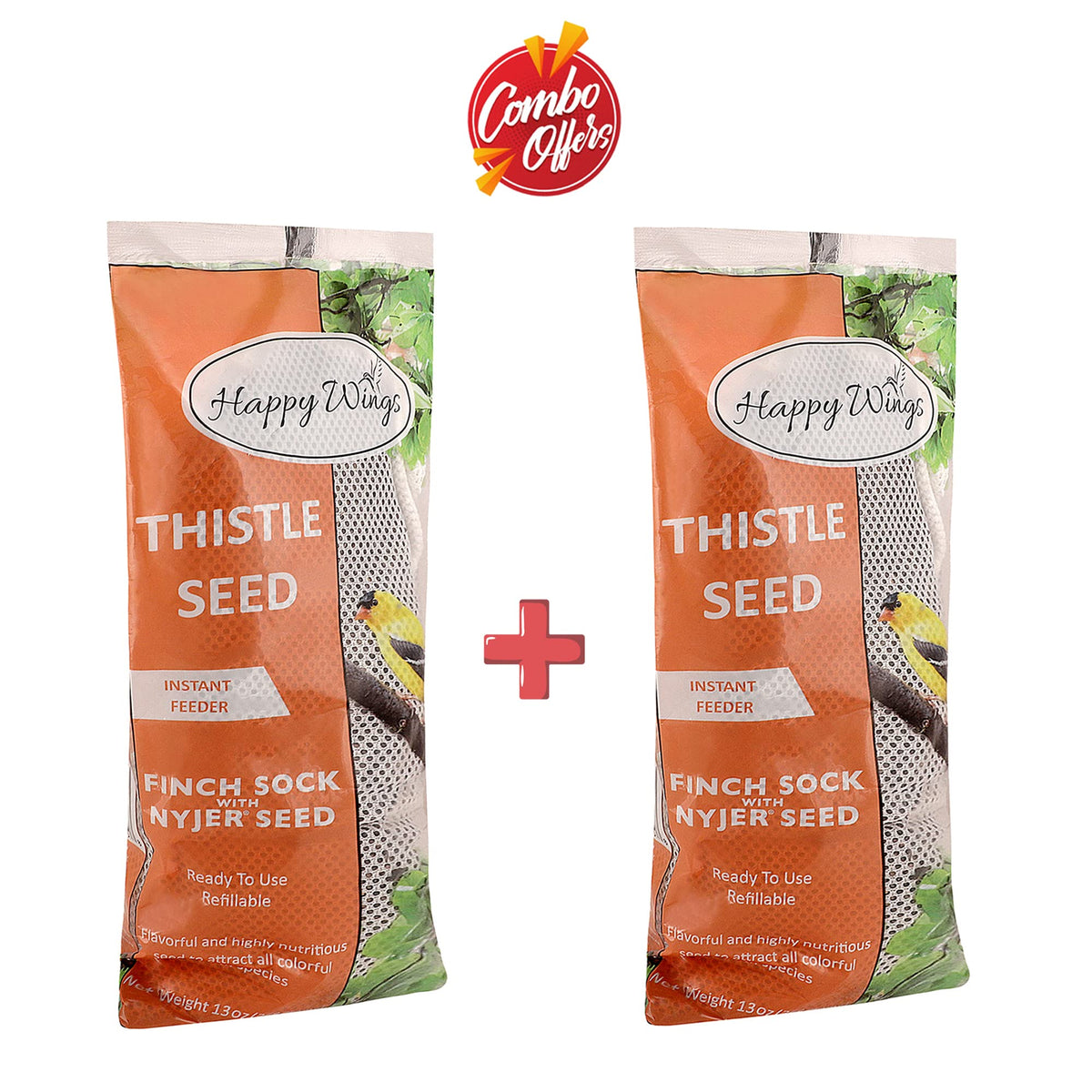 Happy Wings prefilled Finch Sock ready for easy, mess-free feeding.