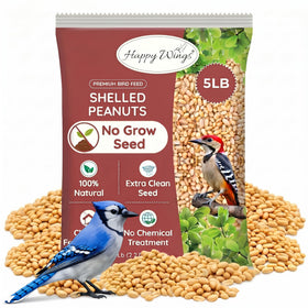 Happy Wings shelled peanuts bag view for easy yard feeding.