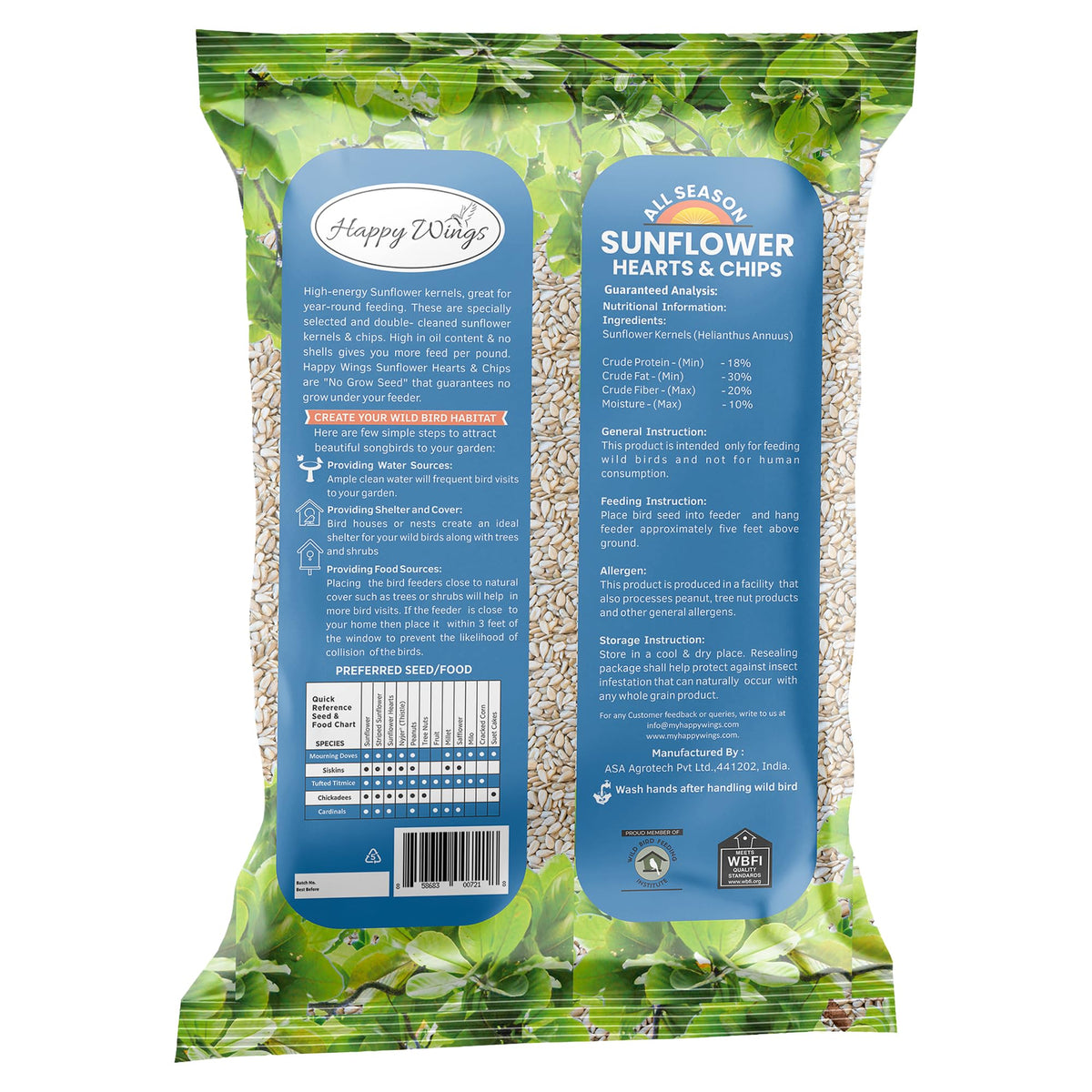 Happy Wings sunflower hearts no husk for clean feeding