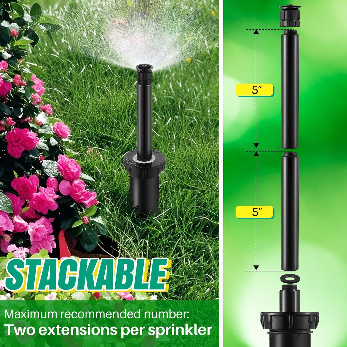 HappyAlley 5-Inch Riser Extension with Hunter Pro-Spray compatibility improves spray height and coverage