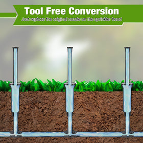 Tool-free conversion to drip irrigation with HappyAlley nozzle