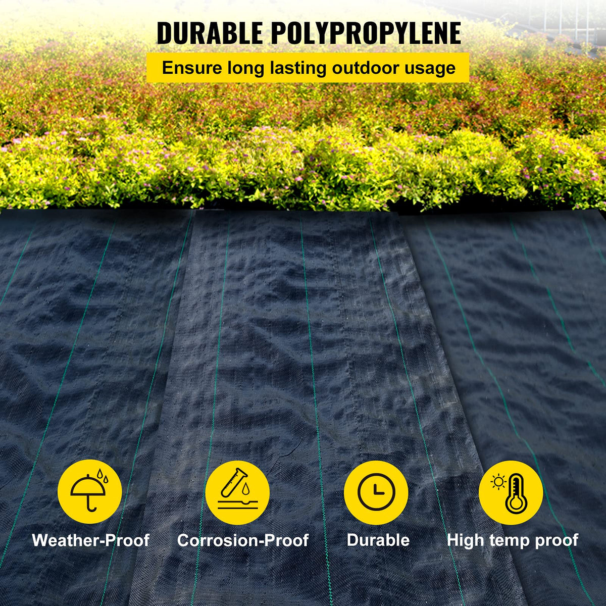 Happybuy geotextile fabric weave provides durable weed suppression.