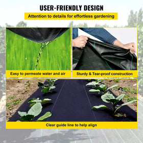 Happybuy permeable weed barrier roll allows water and air to pass.