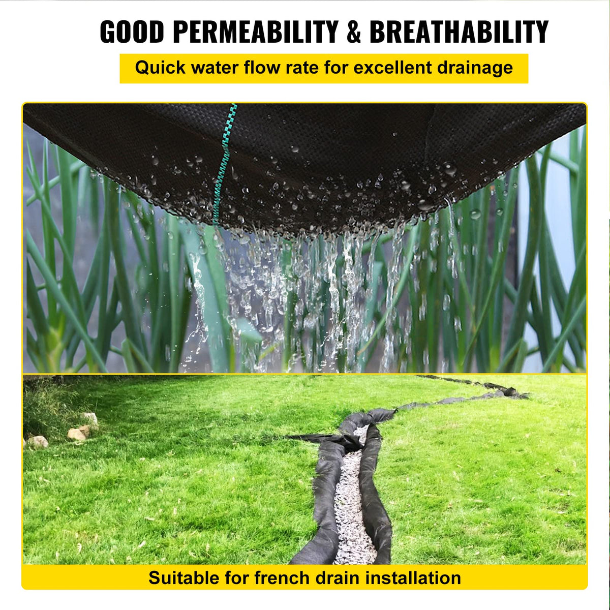 Happybuy water-permeable weed barrier allows drainage while suppressing weeds