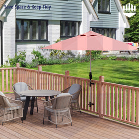 HAPPYGATE clamp-on design frees floor space on patios and decks.