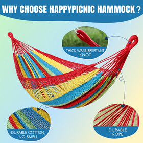 HappyPicnic indoor-outdoor hammock suitable for porch, yard, or campsite.