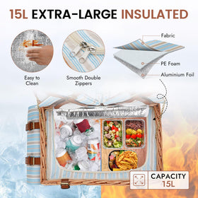 HappyPicnic insulated cooler compartment keeps drinks cool during sunny outings