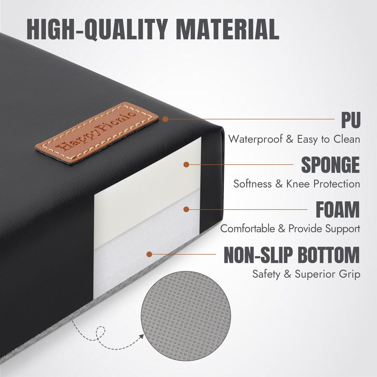 HappyPicnic kneeling pad with removable cover for quick cleaning after gardening
