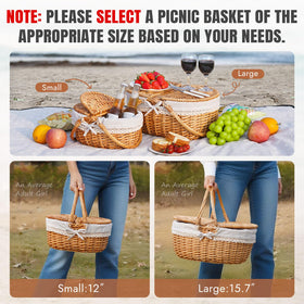 HappyPicnic basket lid open, spacious interior for packing meals
