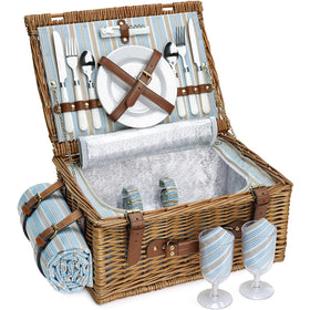 HappyPicnic willow hamper front view highlights durable craftsmanship for two-person outings.
