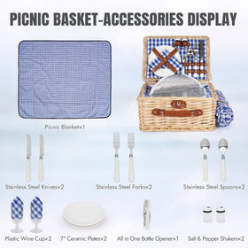 HappyPicnic willow-hamper sturdy handmade basket ideal for two-person outings.