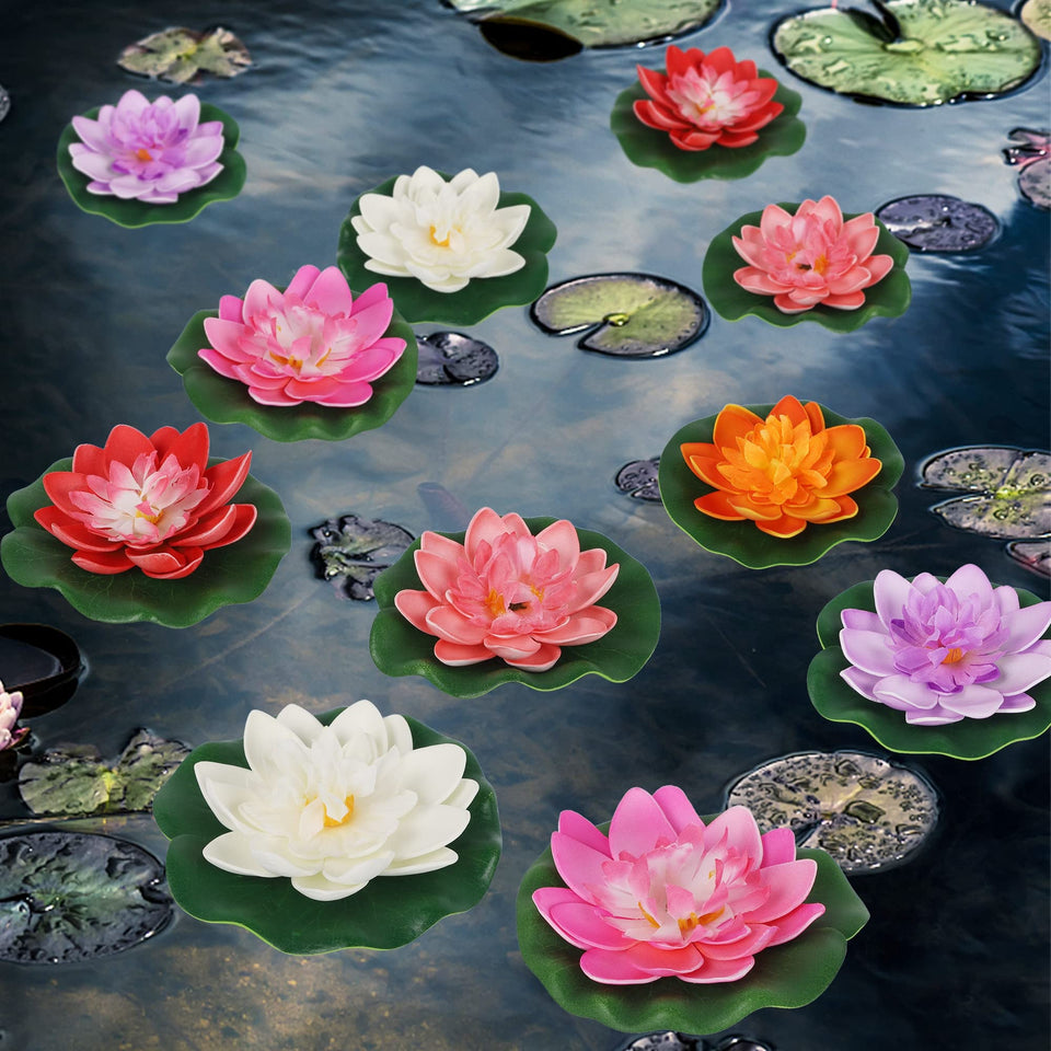 Happy Trees floating lotus flower on pond, adding year-round color and calm ambience.