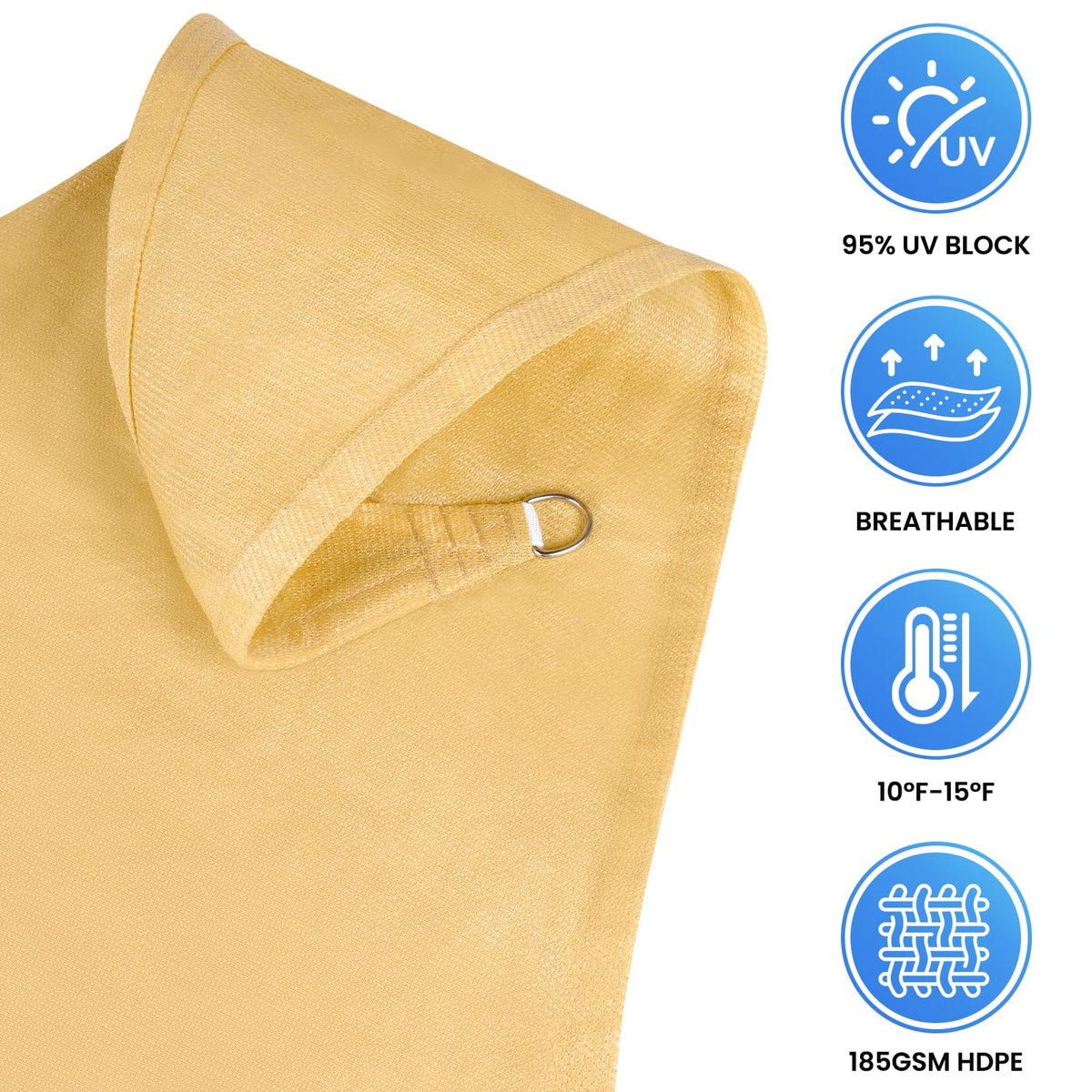 HappyTrends HDPE fabric weave providing breathable shade.