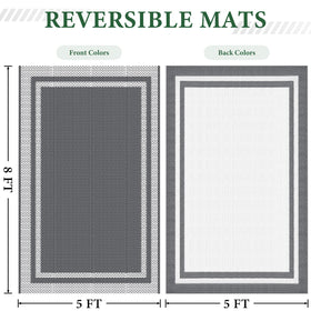 HappyTrends outdoor rug folded compact, easy transport for camping or picnics.