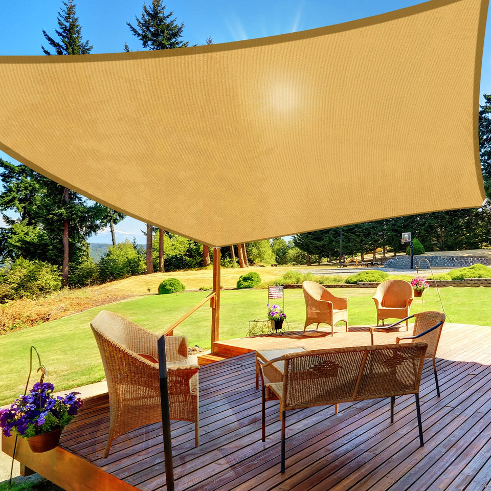 HappyTrends sun shade sail 10x13 installed on patio for UV protection and cooling